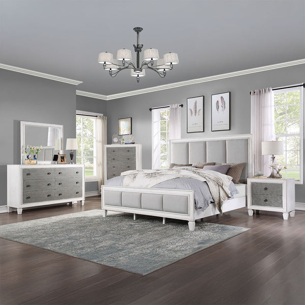 Katia - Eastern King Bed - Light Gray Linen