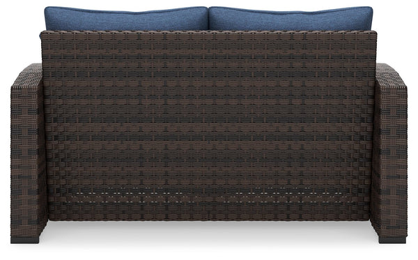 Windglow - Blue / Brown - Loveseat With Cushion