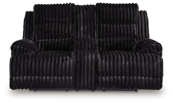 Rhine Falls - Onyx - Double Reclining Power Loveseat With Console