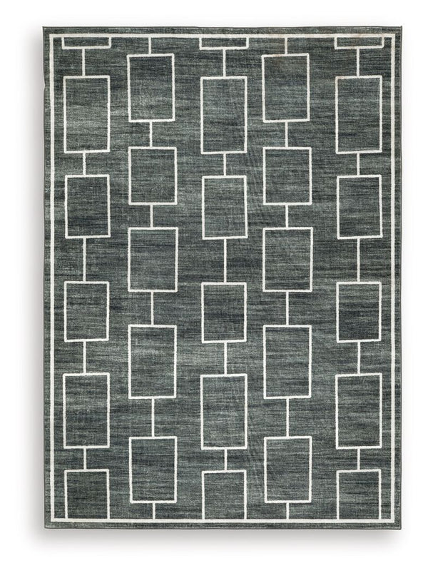 The soft, welcoming faux fur construction of this rug is complemented by a clean-lined geometric design. Its neutral black and gray tones give you the must-have versatility to pair it with existing contemporary decor. Plus it-'s machine washable for added