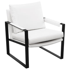Cool modern style turns the Rosalind accent chair into a tasteful choice for your casual living room or home office. Begin with the lush feel of eco-friendly smooth vegan leather upholstery. This accent chair borrows from a retro motif yet updates any spa