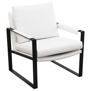 Cool modern style turns the Rosalind accent chair into a tasteful choice for your casual living room or home office. Begin with the lush feel of eco-friendly smooth vegan leather upholstery. This accent chair borrows from a retro motif yet updates any spa