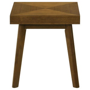  boasts a square silhouette that marries sophistication with strength. The walnut brown finish accentuates the intricate parquet veneer