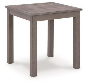 This end table is a stylish outdoor piece with staying power. Built for longevity with Weatherwood, a synthetic material with the appearance of wood, it indulges you in contemporary design without sacrificing durability. Stunning form and canâ€™t-miss fun