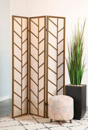  each of the three screens are framed in a solid pine wood in a warm walnut finish