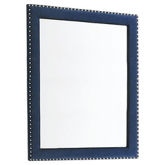 This gorgeous mirror is a masterpiece made for royalty, ready to perk up your sleeping space. Its admirable frame is upholstered entirely in gorgeous velvet fabric. Nail head trim surrounds the frame for a sleek and exquisite upgrade. Place this mirror on