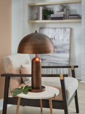  columnar design add a brilliantly modern touch to any room. A dome-shaped shade provides a warm and focused light