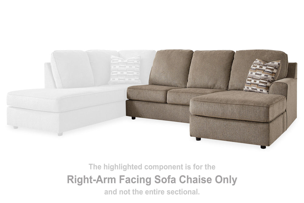 This right-arm facing sofa chaise is made with polyester upholstery. Pairs with other items in the series to make a sectional.<br><br><b>Additional Dimensions</b><br><ul><li>Arm height: 24-"</li><li>Seat depth: 21-"</li><li>Seat height: 20-"</li><li>Top o