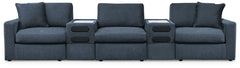 Looking cool and contemporary is great. But when it comes down to it, youâ€™re all about low-maintenance lounging. With the performance fabric on this sectional with audio system, cleaning spills is a breeze. Its customizable modular design caters to your