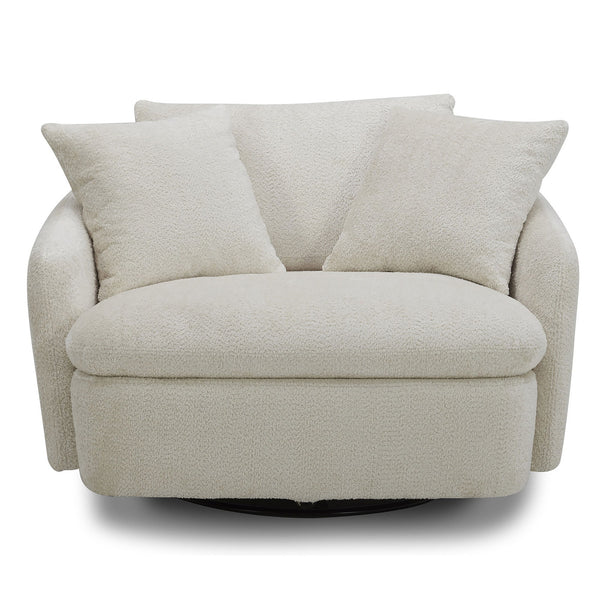 Boomer - Large Swivel Chair With 2 Toss Pillows (Set of 2) - Utopia Sand