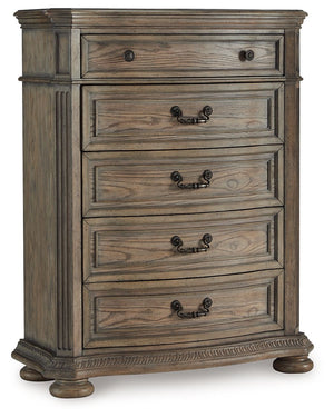 Merging traditional elegance with modern comfort, this chest of drawers takes your bedroom retreat to the next level. Serpentine curves, ash swirl veneer inlays and a glazed antiqued-look finish radiate timeless sophistication. Drawers are packed with amp