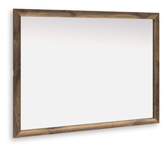Nostalgic style, retooled for todayâ€™s trends. This bedroom mirror puts an elevated twist on mod aesthetics. Its warm brown tones reflect the mid-century vibes you love. Sleek and stylish when mounted on the matching dresser (sold separately) or on the w
