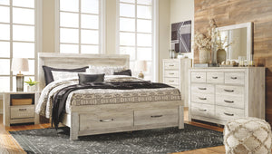 Bellaby - 7 Pc. - Dresser, Mirror, Chest, King Platform Bed with 2 Storage Drawers - Whitewash
