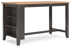 Complement your homeâ€™s simply relaxed sensibility with this counter height dining table. A handsome dark brown hue offers a chic contrast to the natural wood tone, for a neutral look that vibes with a variety of aesthetics. Built-in storage shelves keep