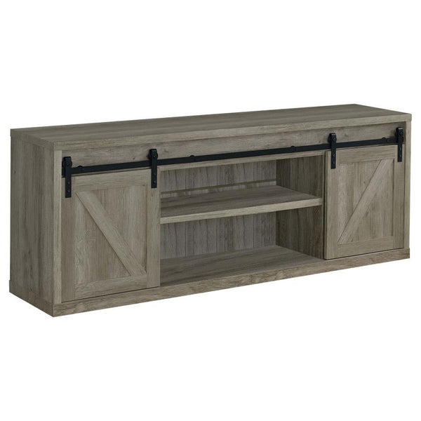 Whether you place it in a rural farmhouse, or downtown penthouse, this TV console is sure to be a hit. Clean lines give a nod to modern style. The distressed look definitively boasts of the rustic nature of this piece. Dream of life on the farm with two (
