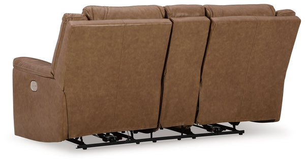 Trasimeno - Caramel - Power Reclining Loveseat with Console /Adj Hdrst