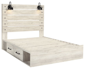 Cambeck - Whitewash - Queen Panel Bed with Side Storage Drawers