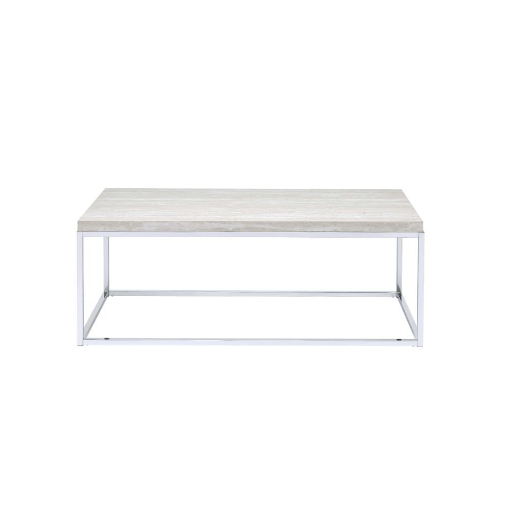 KD, Rectangular Sled Coffee Table â€¢ NO Storage (Open Base) â€¢â€¢ CONSTRUCTION â€¢â€¢ Wood Top: PB (Fixed Top/No Apron) â€¢ Metal Sled Base: Chrome Finish, Metal Tube w/Plating (20/20mm)<br/><br/><b>Product Features</b><ul><li>Occasional Table</li><li>S