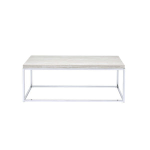 Rectangular Sled Coffee Table â€¢ NO Storage (Open Base) â€¢â€¢ CONSTRUCTION â€¢â€¢ Wood Top: PB (Fixed Top/No Apron) â€¢ Metal Sled Base: Chrome Finish