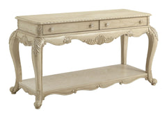 KD, Rectangular Leg Sofa Table w/2 Drw & Open Compartment: Bottom Shelf Wooden Top and Scrolled Apron Wooden Cabriole Leg: 24.7-"H (627mm) Drawer: Glide Center Metal (3-Ball Bearing, Full Ext.), Dovetail French Front & English Back, Felt-Lined Top Drawer,