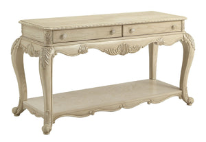 KD, Rectangular Leg Sofa Table w/2 Drw & Open Compartment: Bottom Shelf Wooden Top and Scrolled Apron Wooden Cabriole Leg: 24.7-"H (627mm) Drawer: Glide Center Metal (3-Ball Bearing, Full Ext.), Dovetail French Front & English Back, Felt-Lined Top Drawer,