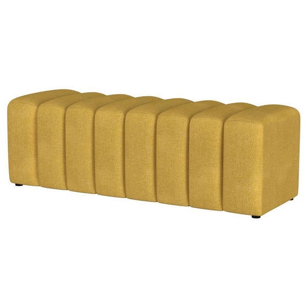 Summer - Fabric Upholstered Tufted Accent Bench - Mustard Yellow