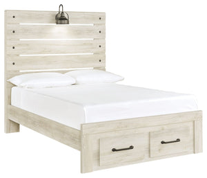 Cambeck - Whitewash - Full Panel Bed with 2 Storage Drawers