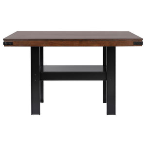  two-tone design with charming details that offer elevated aesthetics in your kitchen or dining room. The table features a rectangular top cra