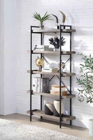Zakwani - Bookshelf - Gray Oak & Black Finish - 68"