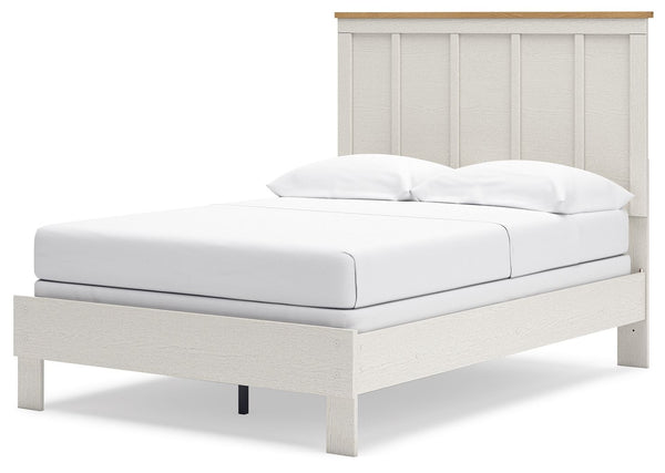 Linnocreek - White / Warm Brown - Full Panel Bed