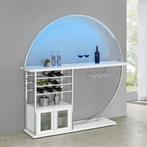 Risley - 2-Door Circular LED Home Bar Cabinet High Gloss - White