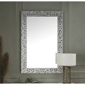 Assembled, Accent Wall Decor â€¢ Trim Frame: Beveled Mirrored Finish, MDF, Mirror Interior Size: 23-" x 39-" â€¢ Faux Gems Inlays â€¢ Back Panel: Black Finish â€¢ Shape: Rectangular â€¢ Orientation: Portrait (Vertical)<br/><br/><b>Product Features</b><ul>