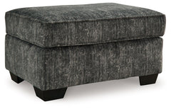 This ottoman speaks to those drawn to fresh, contemporary style with richly neutral appeal. Its firmly cushioned top offers room for comfort. Subtle and sophisticated, the plush upholstery and dark tri-block legs are a natural complement for so many color