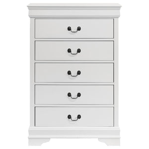  approachable look. Each drawer features a hanging pull in a dark finish