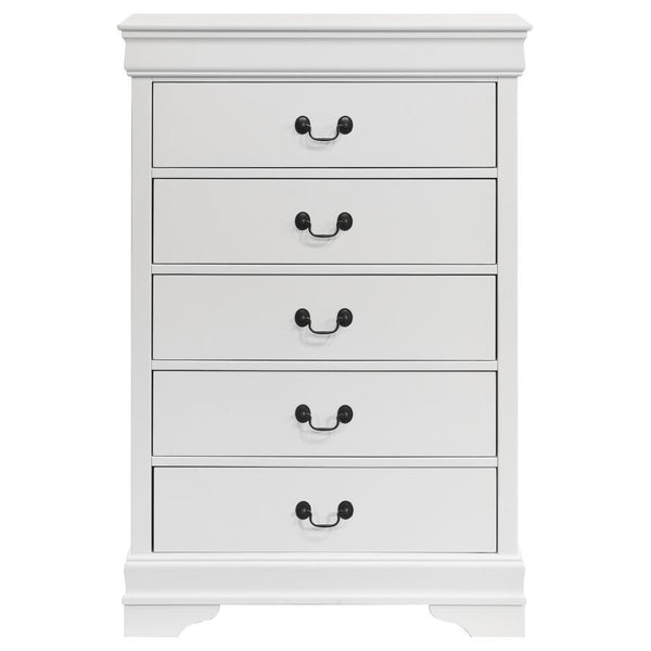  approachable look. Each drawer features a hanging pull in a dark finish