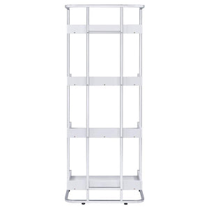 Ember - 4-Shelf Bookshelf White High - Gloss And Chrome