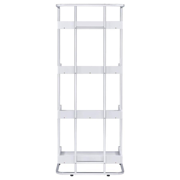 Ember - 4-Shelf Bookshelf White High - Gloss And Chrome