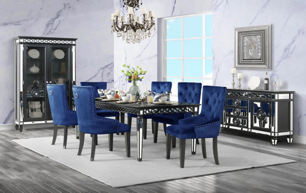 Varian II - Side Chair - Navy Velvet & Black & Sliver Finish