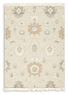 Bring modern life into balance with the rhythms and beauty of nature. This area rug has the vintage look of an heirloom. Blooming with graceful florals in neutral tones and surrounded by fringe edging, it adds style to any lounge space.<br/><br/><b>Produc