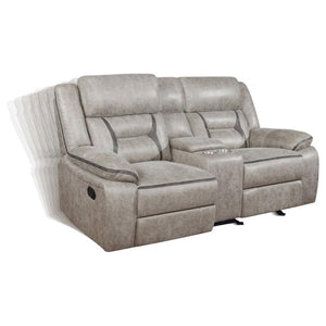 Greer - Upholstered Motion Reclining Loveseat - Taupe