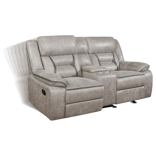 Greer - Upholstered Motion Reclining Loveseat - Taupe
