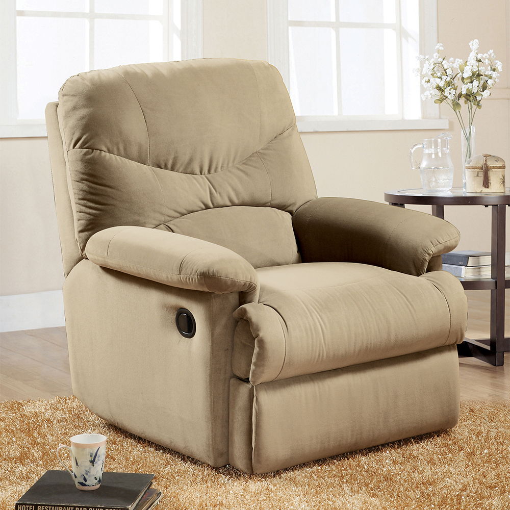 The lovely Arcadia recliner offers comfort, style and value for any home. A smooth microfiber seat cushion provides relaxation from seat to toe with an easy to reach external handle for operating the reclining mechanism.<br/><br/><b>Product Features</b><u