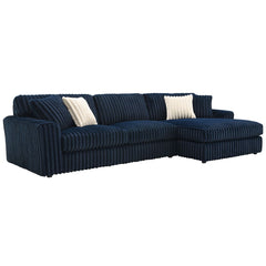 Immerse yourself in the luxurious comfort of the Breton sectional sofa, upholstered in rich blue velvet. With its full foam construction, this sofa offers unparalleled support and softness, inviting you to unwind and relax. Perfectly blending elegance and