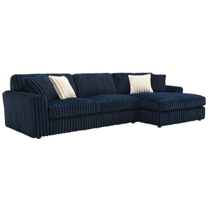 Immerse yourself in the luxurious comfort of the Breton sectional sofa, upholstered in rich blue velvet. With its full foam construction, this sofa offers unparalleled support and softness, inviting you to unwind and relax. Perfectly blending elegance and