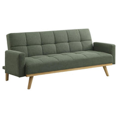 Enhance your interiors with our mid-century modern sofa beds. Wrapped in finely upholstered fabric, these pieces exhibit a sleek tufted design. Seamlessly transitioning from a chic sofa to a comfortable bed, they epitomize versatility. Supported by durabl