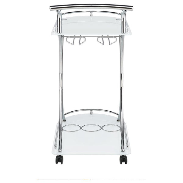 Elfman - 2-Tier Glass Shelf Metal Bar Cart - White And Chrome