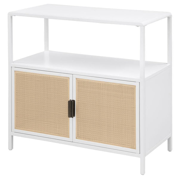Amherst - 2-Door Radio Weave Cane Metal Accent Cabinet - White