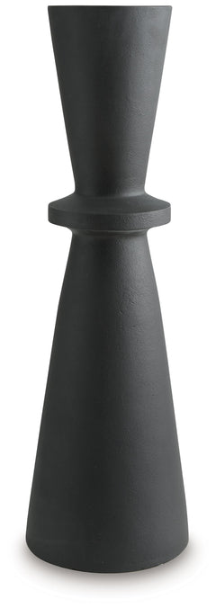 Crafted with contemporary spaces in mind, this black-hued vase is a versatile addition to your decor. Its hourglass shape and textured pattern make for an eye-catching standalone piece. Chic in an office corner or greeting guests in the entryway, this vas