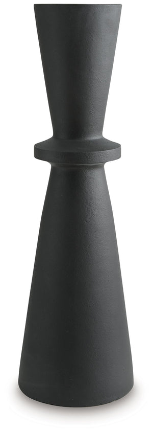 Crafted with contemporary spaces in mind, this black-hued vase is a versatile addition to your decor. Its hourglass shape and textured pattern make for an eye-catching standalone piece. Chic in an office corner or greeting guests in the entryway, this vas