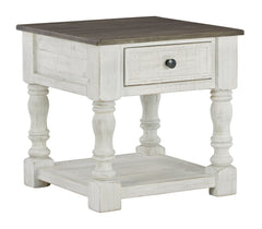 What a fresh interpretation of country classic style. Inspired by American farmhouse craftsmanship, but with an elevated sensibility, this square end table blends distinctive details such as turned post accents and raised drawer fronts for a substantial l